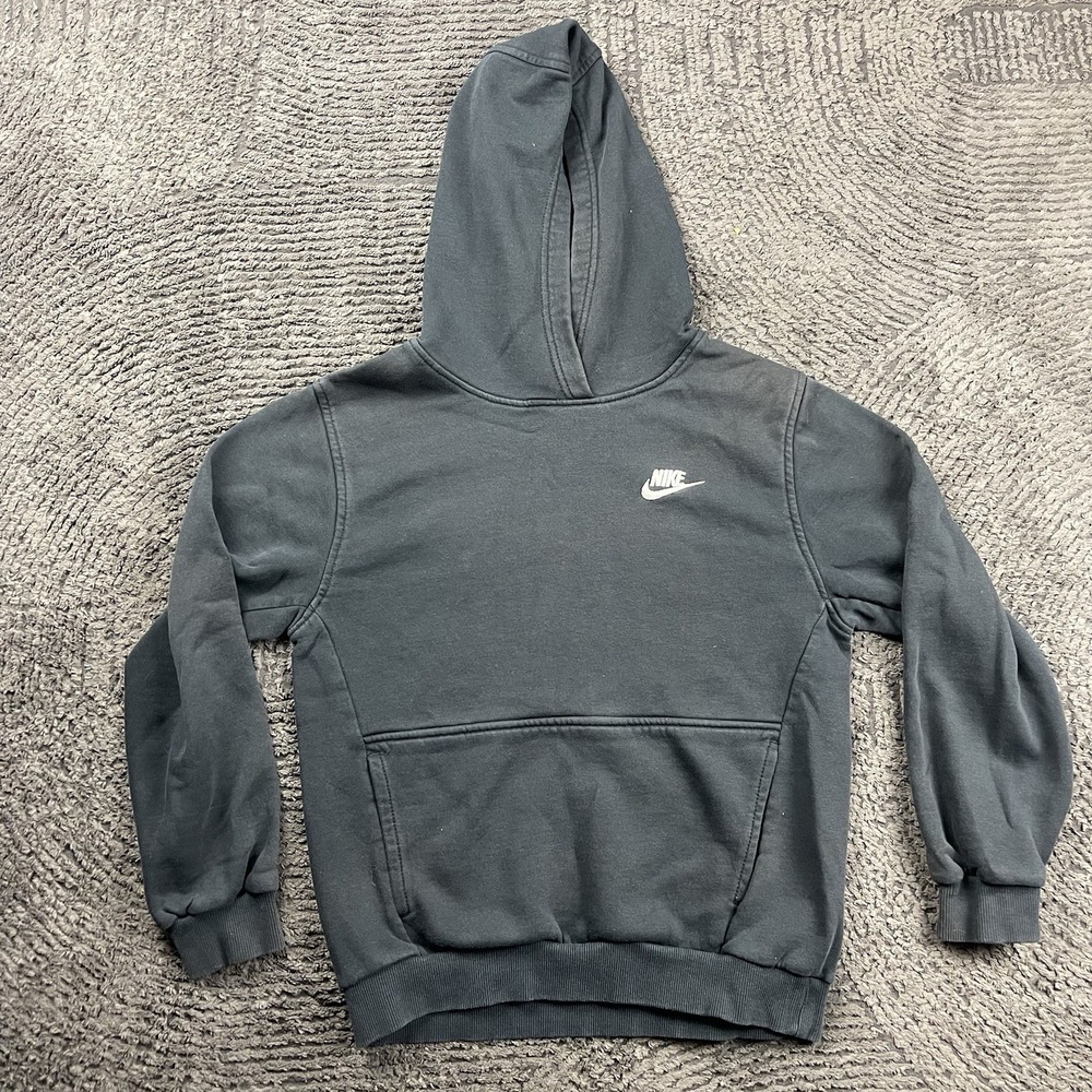 Nike Youth Large Hoodie Black Pullover Sweatshirt Embroidered Swoosh Logo